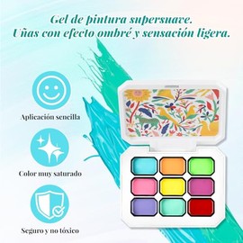 CHERIMOYA Gels para Pintar Uñas Tap Gel 9 Colores, Gel Degradado para Nail Art UV/LED, Paleta de Gels Pigmentado para Baby Boomer, Difuminado y Stampi
