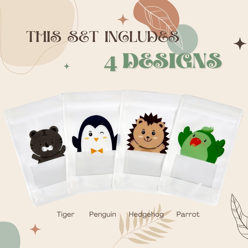 Cute Animal Goodies Bags | Reusable Stand Up Pouch with