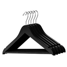 Wooden Hangers – 20 Pack - Heavy Duty Solid Wood Clothes Hangers with 360° Swivel Chrome Hooks, Smooth Finish Coat Hanger for Closet, Shirt, Suit, Dress, and Jacket Organization (Black)