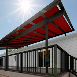 SunnyRoyal 9'x13' Waterproof Sun Shade Sail Straight Edge with Full Side Grommets 95% UV Blockage & Water Resistant Fabric Cloth Screen for Outdoor Patio Canopy Awning Garden (Red)