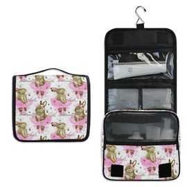 Moyyo Cute Bunny Animal Toiletry Bag Travel Wash Bag Organised Toiletry Bag Hanging Toiletry Bag Gym Camping Toiletry Bag Portable Cosmetic Organiser Bag for Women Girls Kids