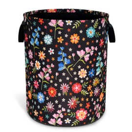 Beautiful Flower Laundry Basket Oxford Cloth Funny Floral Laundry Hamper With Handle Foldable Portable Clothes Storage Basket 18.9 X 16.5 In Storage Bag For Laundry Room/Bathroom/Bedroom/Dormitories