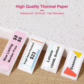 Thermal Printing Label Paper Barcode Price Size Name Blank Labels Waterproof Tear Resistant 12*22mm 260pcs/roll for Home Organizer Supermarket Store Catering