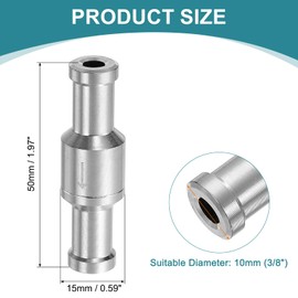 sourcing map 10mm (3/8") Fuel Check Valve, Non-Return One Way Hose Check Valve, Aluminum Alloy Control Accessories for Petrol, Diesel, Gas, Oil, Air, Water, Silver