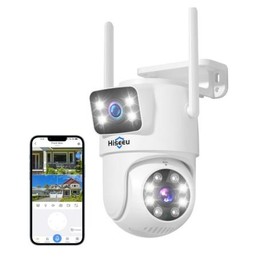3MP 2K Hiseeu Wireless Security Camera 5G&2.4G Dual Lens WiFi PTZ Camera Outdoor,Power Cord,IP65 Waterproof Motion Tracking,Color Night Version, No-Monthly Fees surveillance camera - Color: 1 CAMERA