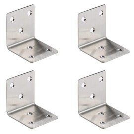 Leliafleury 4Pcs Angle Brackets Stainless Steel Joint Brackets Corner Brackets L Shaped Brackets for Wood Furniture Fixation, 50 x 50 x 49 mm