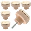 Seimneire 6 Pcs White Boho Rattan Dresser Knobs, Wooden Drawer