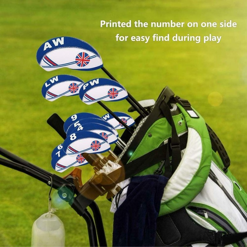 TOHMLAPE GOLF 10pcs UK Flag Patterned Neoprene Golf Club Wedge