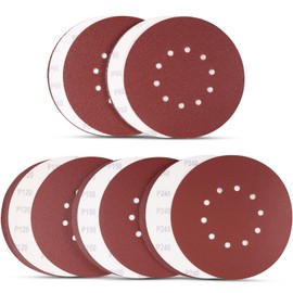 50 Pack 9-Inch 10-Hole Hook-and-Loop Sanding Discs for ‎Drywall Sander, 60 80 120 150 240 Grit 9" Drywall Sandpaper for Renovation Ceiling Wood Floor