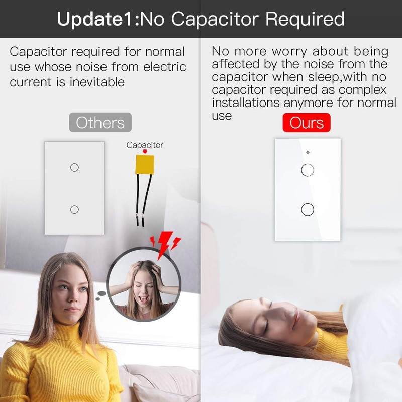 MOES ZigBee Smart Touch Wall Light Switch,Requires Tuya ZigBee Hub,No