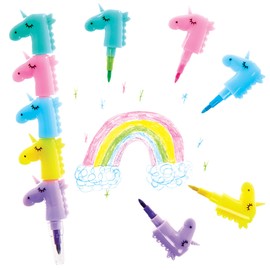 Baker Ross FX801 5-in-1 Unicorn Colouring Pencil - 6 Pack Party Bag Fillers for Kids School Cone Filling