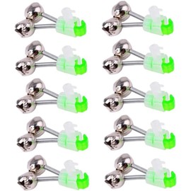 WEZCHUGHAOL Fishing Rod Bell 10Pcs Dual Bells 1.89inch Green Galvanized Fish Bite Alarm Portable Reusable Bite Indicator for Night Fishing Fishing Rod Bells
