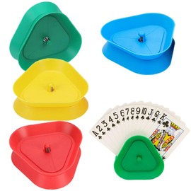 Jidyllic Playing Card Holder for Children, 4 Pieces Card Holder, Colourful Playing Card Holder, Triangular Plastic Card Holder for Seniors and Children