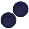 Pyrex 4 Cup Round Plastic Cover Navy Blue (2 Pack)