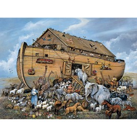 Bits and Pieces - 1000 Piece Jigsaw Puzzle for Adults 20" x 27" - Noah's Arc Jigsaw Puzzle by Artist Ruane Manning - Biblical Boat Animal Holy