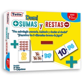 Totte Dominó de Sumas y Restas Juego Educativo Matemáticas para Niños 5+ Años | Juego de Mesa Familiar | Aprende Operaciones Básicas Primaria | 48 Piezas Grandes