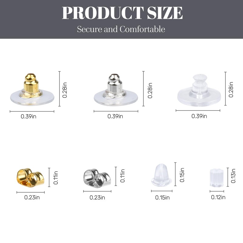 7 Styles Silicone Earring Backs Replacements for Studs/Droopy Ears/Heavy Earring,550Pcs