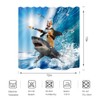 ZXMBF Funny Dog Corgi Riding Shark Shower Curtain Ocean Sea
