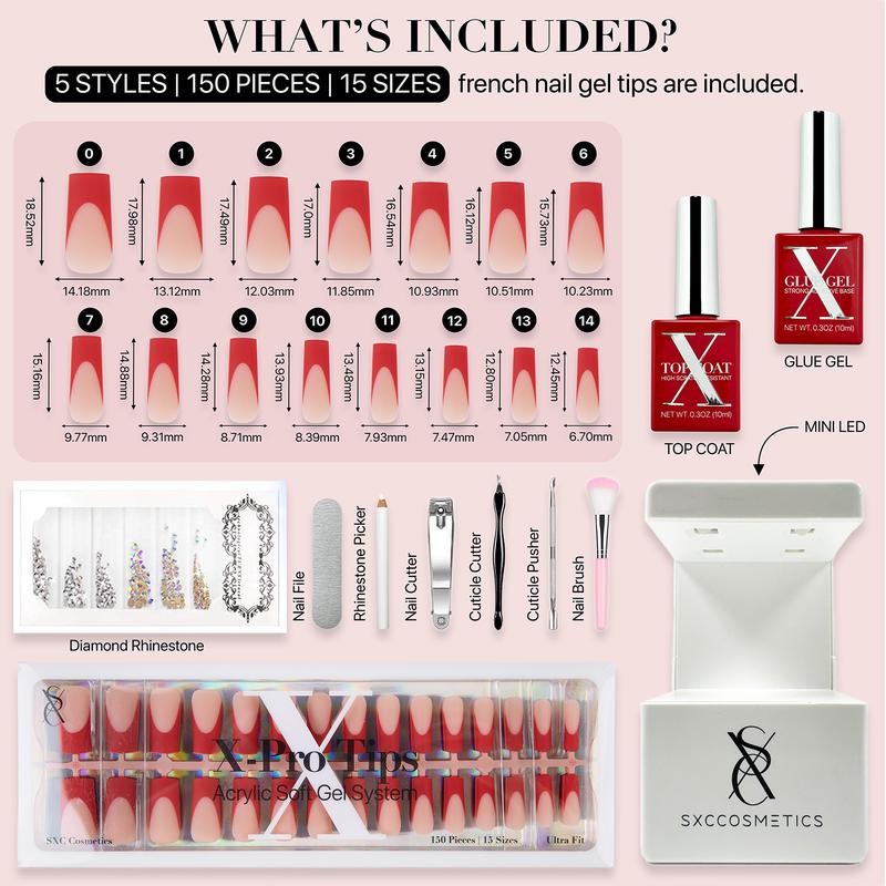 SXC Cosmetics X-Pro Tips French Tip Press on Nails –