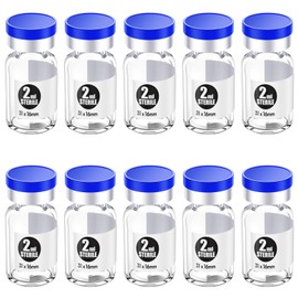 Biocomma 2ml 10pcs Sterile Empty Vial with Plastic Aluminum Caps，Penicillin Bottle 13mm Crimp Top Sterile Transparent Borosilicate Lab Sample Vial (Transparent)