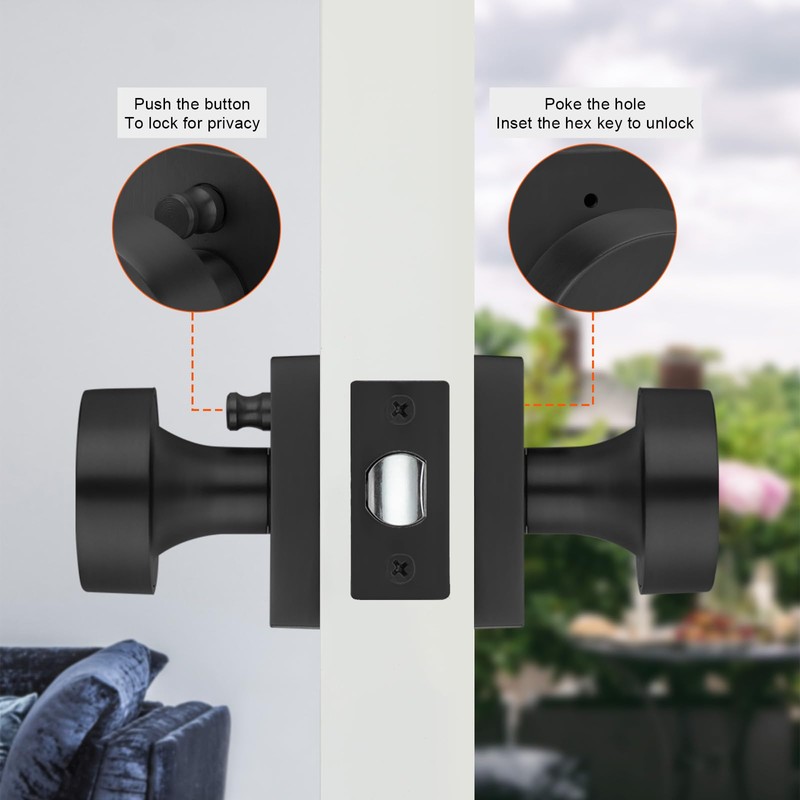 Haidms Matte Black Door Knobs Interior, Heavy Duty Square Black