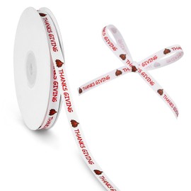 Thanksgiving Day Fall Grosgrain Ribbon, 3/8 Inch 27 Yard Walnut Decorative Ribbon for Craft, Wreath Bow, Gift Wrapping, Party Decor