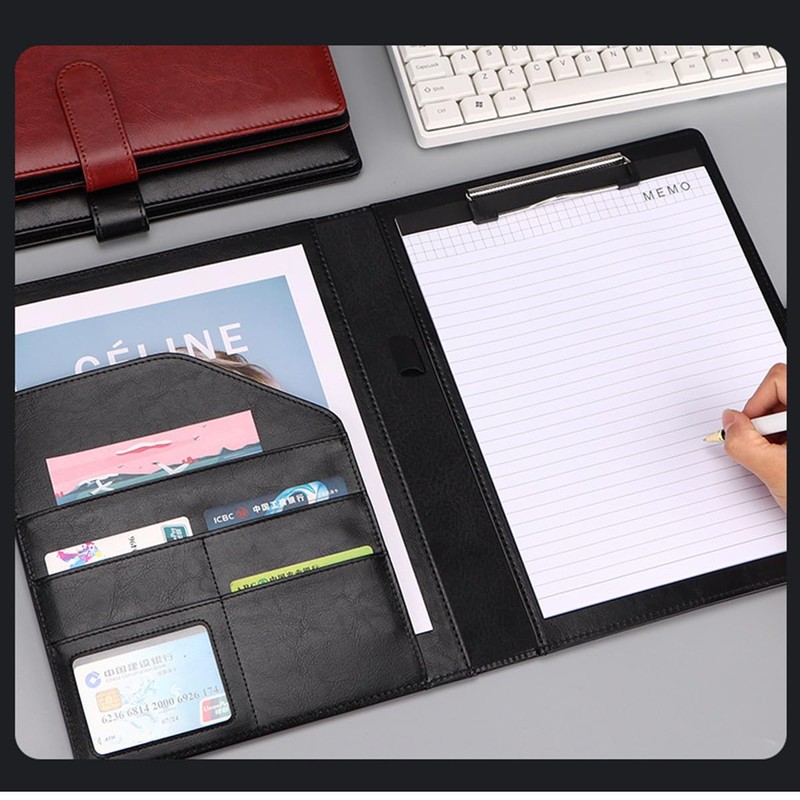 A4 Clipboard Folder, PU Leather Magnetic Conference Folder with Cover