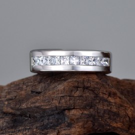 SweetJew Mens Wedding Band 925 Sterling Silver Ring 1ct 10 Large Princess Cut 5A Cubic Zirconia Size 13
