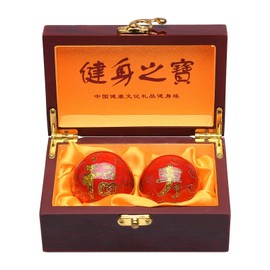 STCREE Chinese Baoding Balls Health Exercise Massage Balls for Hand Therapy Luck and Longevity Red Balls with Box Birthday Gift TQGJST135 5cm