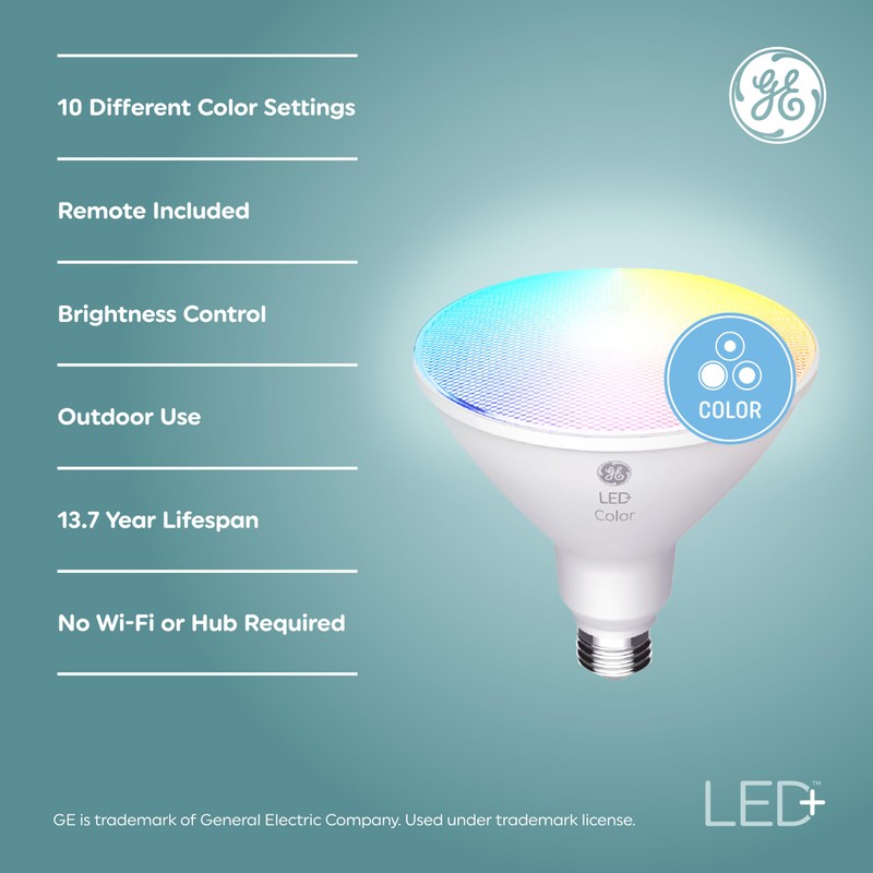 GE LED+ Color Changing LED Light Bulbs with Remote, 15W,