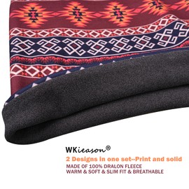 WK IEASON Winter Thermal Fleece Hat Neck Warmer Set, Winter Running Hat and Thermosnoods, Unisex Scarf and Fleece Hat for Running, Jogging, Skiing, Cycling, Snowboarding, Climbing, Outdoor Sports, Red