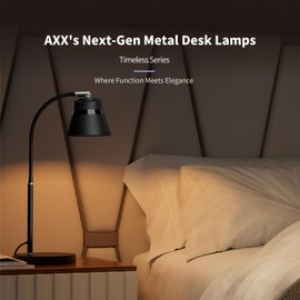 AXX Metal Desk Lamp, 24-Inch Table Light for Home Office/Bedroom/College Dorm Room, LED Bulb Included, 1000LM, 3 Color Modes, 10 Dimmable Levels, Black