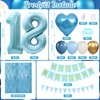 18th Birthday Decorations Blue White Gold,18th Birthday Balloons with Happy