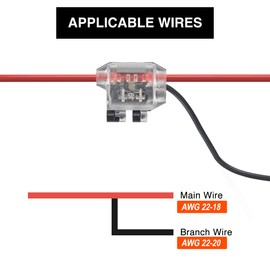 3 Way Wire Connectors 12 Pack, Low Voltage Wire Connector for 22-18 AWG, Quick Wire Splice Connector, T Tap Solderless 22-24 Gauge Connectors for Automotive Wiring