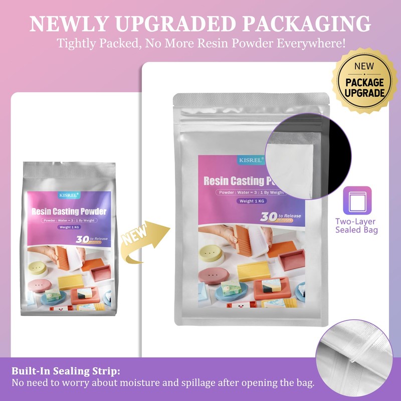 Resin Casting Powder 3000g (Packaging Upgrade), 20~30 Minutes Demold, Water