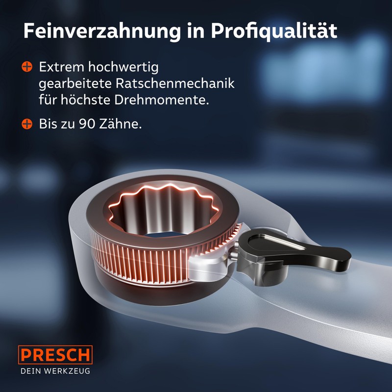 PRESCH Ratchet Wrench Set 5 Pieces Reversible (8, 10, 13,