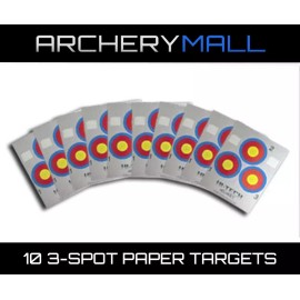 HT Archery 10 Pack of 3 Spot Color Archery Paper Target Faces, 3 Spot, 40cm (10 pack)