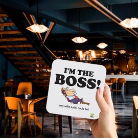 CS161 I'm The BOSS! (My Wife Said i Could be) Novelty Funny Coffee Tea Drink Gift Glossy MDF Wooden Coaster
