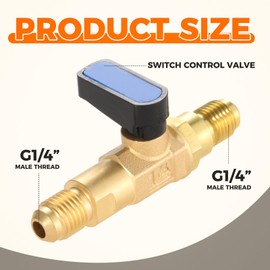 Mtsooning 2PCS Air Conditioner Ball Valve Adapter,Brass Refrigeration Ball Valve Connector Male Thread G1/4 Inch for Adding Liquid and Fluorine to Air Conditioners,Low Loss Fittings HVAC