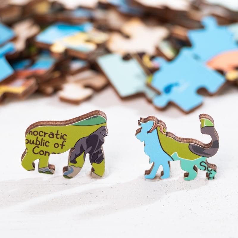 Terra Puzzles Africa Map Wooden Jigsaw Puzzle 152 Piece, 10x15