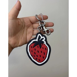 Coach NWT Coach Retail Smooth Leather Strawberry Bag Charm Silver/Black Multi CU840