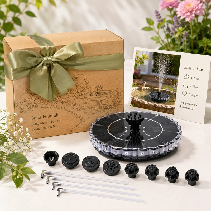 3.5W Solar Fountain Pump with LED Light – Floating Garden