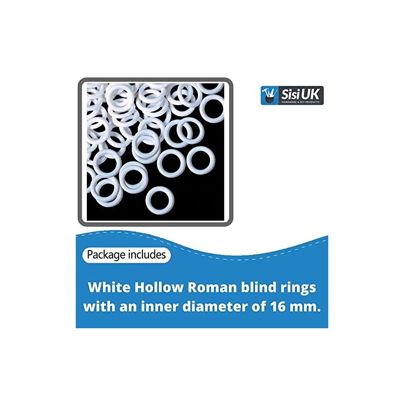 White Curtain Upholstery Rings 16mm – O-Shaped Hollow Roman Blind