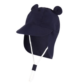 Jupsk Baby Sun Hat Toddler Bucket Hat Wide Brim Summer Beach Cap with Neck Protection UPF50 for Kids Child Boys Girls 6-12 Months (Navy Blue)