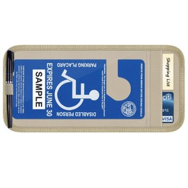 Handicap Placard Holder for Auto, Wisdompro Disabled Parking Permit Sign Protector for Car Sun Visor with Note Paper Slot, Pen Holder and Elastic Strap - Khaki