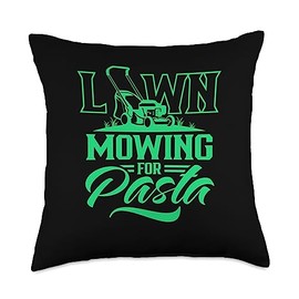 Lawn Mowing Gardening Gardener Lawn Care Lawn Mowing for Pasta Grass Cut Mower Throw Pillow, 18x18, Multicolor