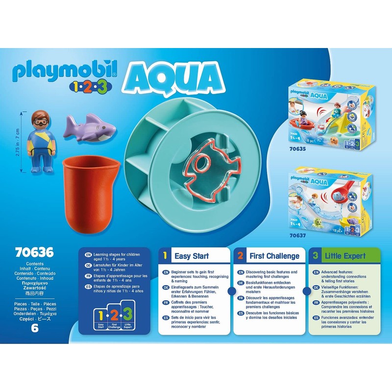 Playmobil 70636 1.2.3 Rueda de Agua con bebé tiburón