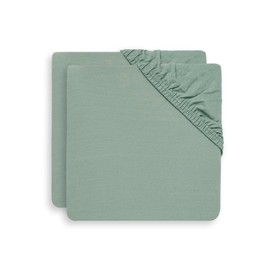 Jollein Jersey Fitted Sheet 60 x 120 cm Ash Green Pack of 2