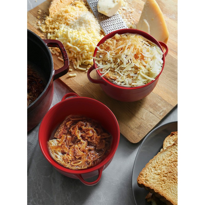 LE TAUCI Soup Bowls with Handles, Ceramic French Onion Soup