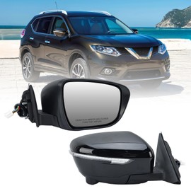 Right Passenger Side Mirror Compatible with Nissan X-trail T32 Rogue 2014-2020 with Heated Power Folding Turn Signal Camera Power Glass (13 Pins)